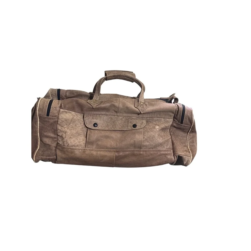 Handmade Vintage Distressed Brown Leather Duffel Bag Travel Luggage Large